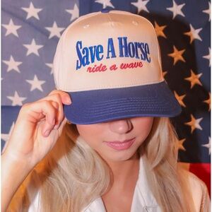 Blue and Cream Embroidered Cap